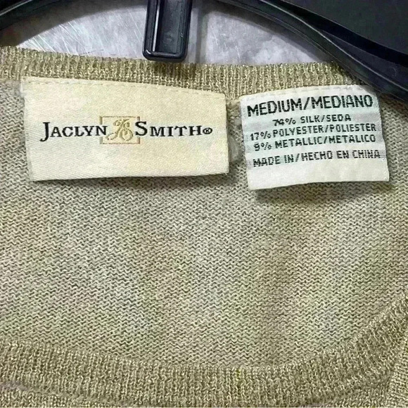 Jaclyn Smith Sweater Womens Medium Beige Gold Long Sleeve Sweatshirt 74% Silk - Picture 10 of 11